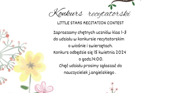Konkurs Recytatorski – Little Stars Recitation Contest